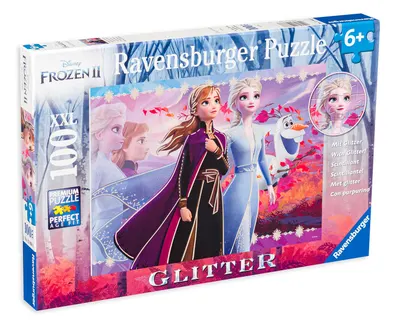 Puzzle strălucitor Ravensburger din 100 XXL de piese - Frozen, Forta surorilor