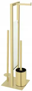 Suport de toaletă 3 în 1 Wenko - Rivalta, 18 x 70 x 23 cm, auriu
