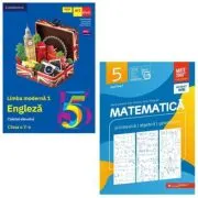Pachet 2 carti pentru clasa a 5-a: Limba engleza L1. Caietul elevului si Matematica. Aritmetica algebra geometrie. Consolidare. Partea 1