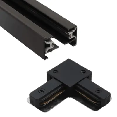 Conector tip L pentru sina monofazata, IP20, piesa imbinare, negru