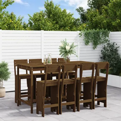 Gossi set mobilier bar de gradina, 9 piese, maro miere lemn masiv pin