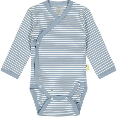 Body cu dungi pentru bebeluși Bio Baby - Bumbac organic, 50 cm, 0-1 lună, albastru