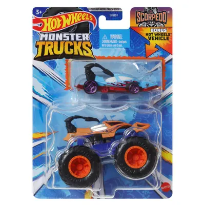 Set 2 vehicule, Hot Wheels, Monster Truck, Scorpedo, 1:64, JJT61