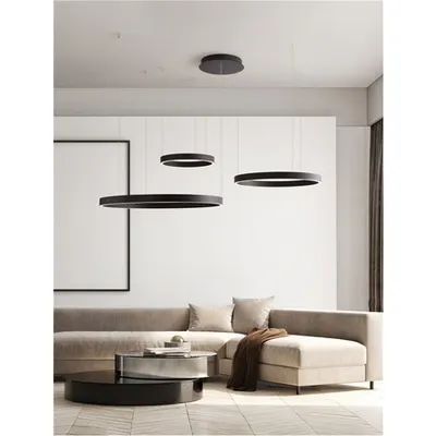 Lampa suspendata ELOWEN Nisipiu Negru Aluminiu & Silicone LED 181W 8891Lm 230V 3000K IP20 Triac Dimabil Deschis sus & jos