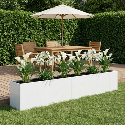 vidaXL Vază pentru Grădină Alb 360 x 40 x 60 cm Oțel laminat la rece