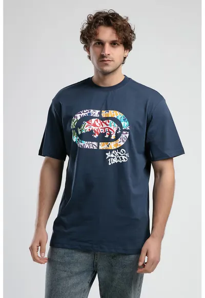 Tricou cu imprimeu logo Kingston - Rosu/Alb/Bleumarin