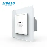 Priza simpla USB tip C, cu rama sticla Alb
