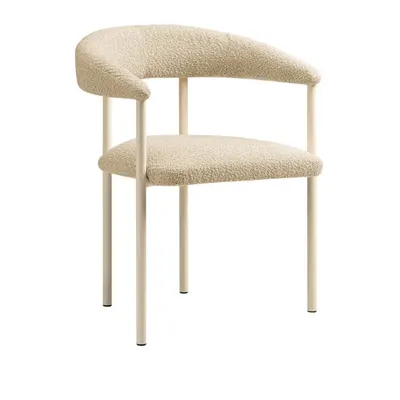 Scaun de living crem cu cotiere tapițat Lea – Micadoni