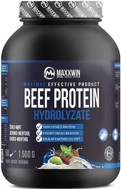 Beef Protein, ciocolată și mentă, 1500 g, Maxxwin