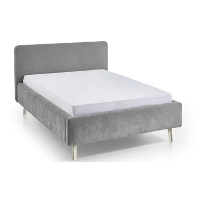 Pat matrimonial gri tapițat cu somieră 140x200 cm Mattis – Meise Möbel
