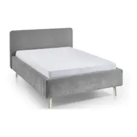 Pat matrimonial gri tapițat cu somieră 140x200 cm Mattis – Meise Möbel