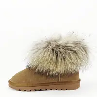 Ghete din piele naturala camel cu blanita Carina 19