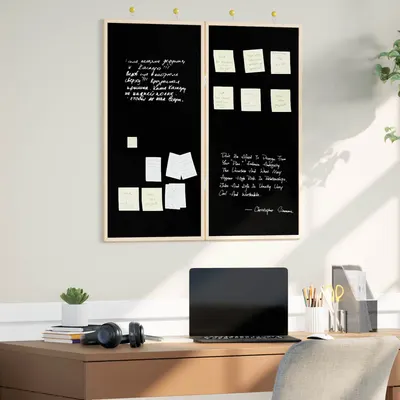 vidaXL Tablă de Anunțuri 80 x 80 x 1.4 cm Lemn masiv de pin Negru