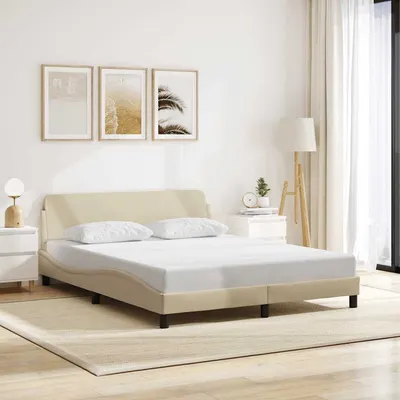 vidaXL Cadru de pat, Dover, crem, 160x200 cm, textil