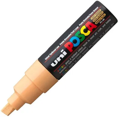 Marker permanent cu un varf tesit Uni Posca - PC-8K, 8 mm, portocaliu pal