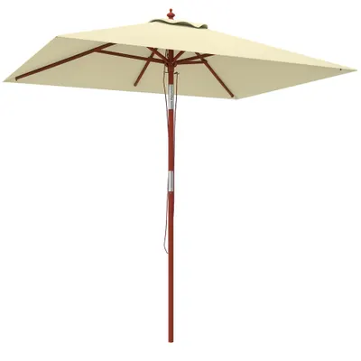 Outsunny Umbrelă de Grădină Înclinabilă cu Sistem cu Șnur și Orificiu de Ventilație, 200x150x235 cm, Bej | Aosom Romania