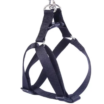 Ham textil, negru, pentru caini de talie medie, ajustabil, 41-66 cm x 2 cm