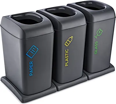 Set de coșuri pentru colectare separată Horecano - 3 x 40 l, gri
