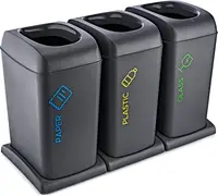 Set de coșuri pentru colectare separată Horecano - 3 x 40 l, gri