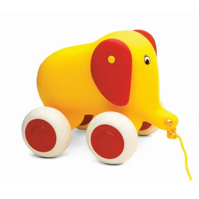 Elefant pentru tragere Viking Toys, 25 cm, galben