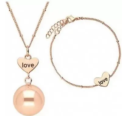 Set medalion și brățară pentru gravide Bola - Rose Gold Love