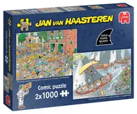 Puzzle Jumbo de 2 x 1000 piese - Traditii olandeze: Piata de branzeturi si Regata cu vele