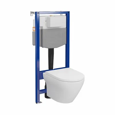 Set rezervor wc incastrat cu vas Wc oval si capac duroplast, Cersanit Larga