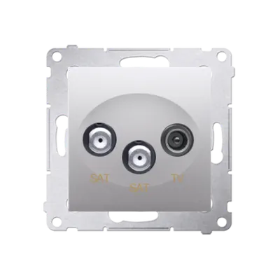 Priza dubla SAT-SAT-RTV de capat, silver mat metalic