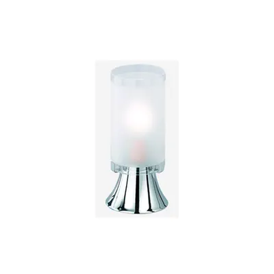 Veioza Tube 1xMax.40W E14, Soclu metal cromat, abjur sticla alb