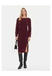 Rochie tricotata dama bordo - fabricata din material de calitate