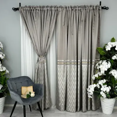 Set 2 Draperii Lines, tip panou 3 metri latime - LA COMANDA pe dimensiunile tale, Gri