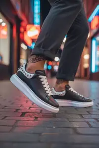 Adidasi barbati casual, negri cu alb 6626 N17-3