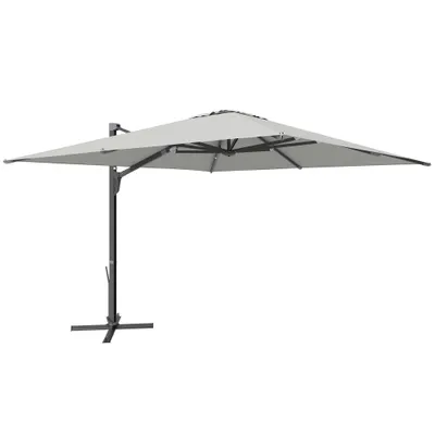 Outsunny Umbrelă Suspendată 3.6x3 m Rotativă și Inclinabilă Gri Deschis | Aosom Romania