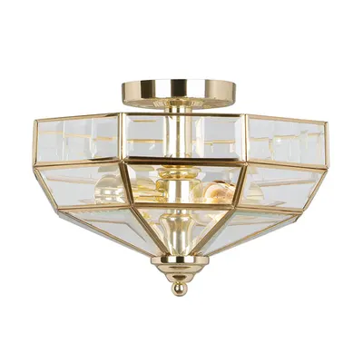Plafoniera Old Park 2 Light Semi-Flush – Polished Brass