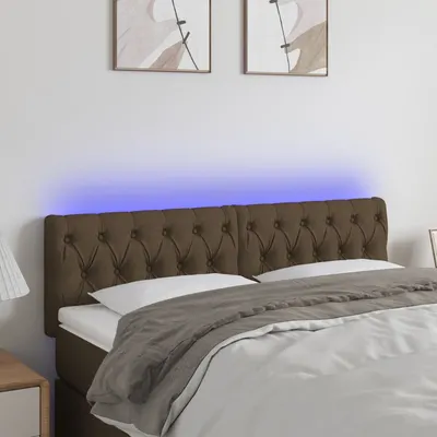 vidaXL Tăblie de pat cu LED, maro închis, 160x7x78/88 cm, textil