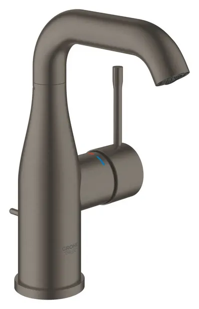 Baterie lavoar Grohe Essence 24173AL1, 3/8'', marimea M, monocomanda, cartus ceramic, pivotanta, ventil cu tija, mat, hard graphite