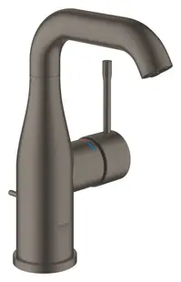 Baterie lavoar Grohe Essence 24173AL1, 3/8'', marimea M, monocomanda, cartus ceramic, pivotanta, ventil cu tija, mat, hard graphite