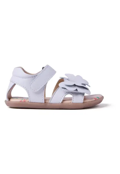 Sandale din piele cu aspect metalizat si detaliu cu fluture Nandi - Alb