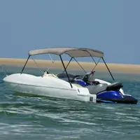vidaXL Parasolar barcă Bimini cu 3 arcuri, gri, 183x140x137 cm