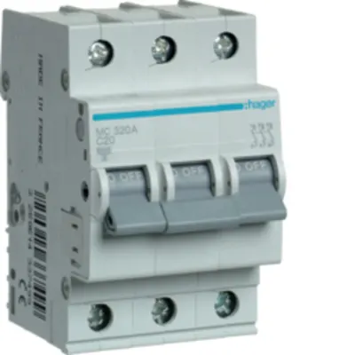 Disjunctor 3P, 20A, 6kA, C, 3M