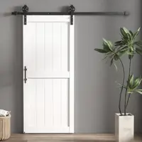 HOMCOM Ușă Glisantă de Interior 81.3x213.4cm, Șină din Oțel, Mâner Îmbunătățit, Role, Ușă de Interior în Stil Industrial, din MDF și Lemn de Pin, Impermeabilă, pentru Bucătărie, Baie, Living | Aosom Romania