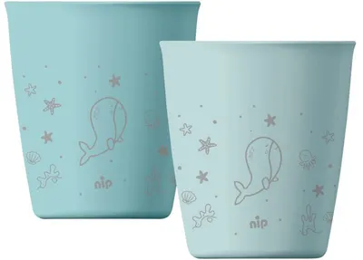 Căni pentru copii Nip Eat Green - 2 bucăți, 250 ml, albastre