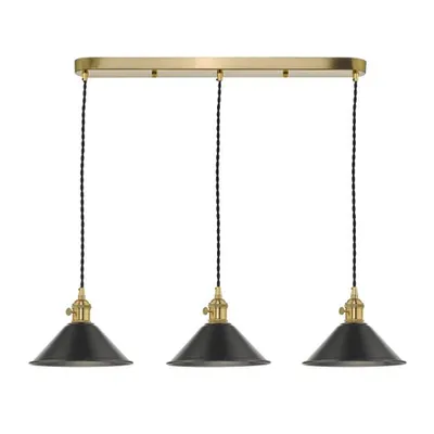 Lampa suspendata Hadano 3 Light Brass Suspension With Antique Pewter Shades
