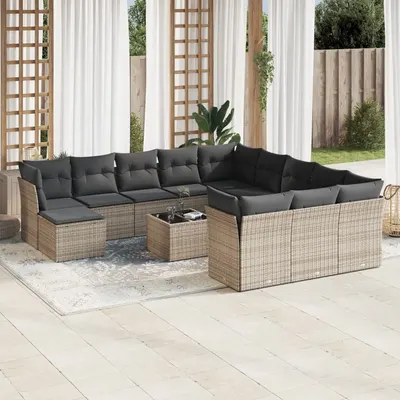 Gossi set mobilier de gradina cu perne, 13 piese, gri, poliratan