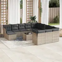 Gossi set mobilier de gradina cu perne, 13 piese, gri, poliratan