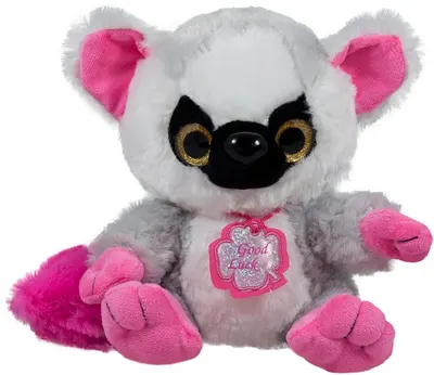 Jucărie de pluș Amek Toys - Lemur cu urechi roz, 45 cm