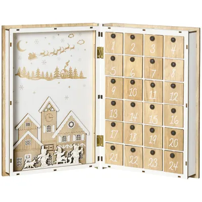 Calendar de Advent, Calendar de Craciun in forma de carte cu decoratiuni tematice, calendar pentru cadouri de Craciun HOMCOM | Aosom Romania