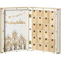 Calendar de Advent, Calendar de Craciun in forma de carte cu decoratiuni tematice, calendar pentru cadouri de Craciun HOMCOM | Aosom Romania