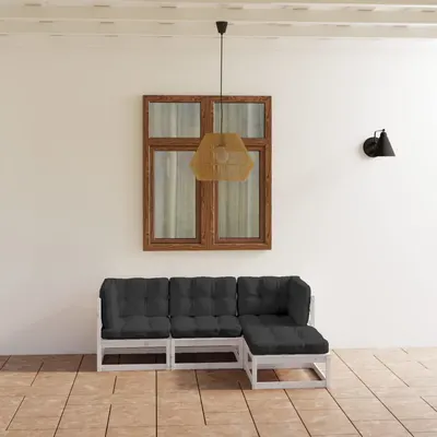 Gossi set mobilier de gradina cu perne, 4 piese, lemn masiv de pin