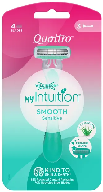 Wilkinson Sword Quattro Aparat de ras pentru femei Smooth Sensitive Beauty, 3 buc